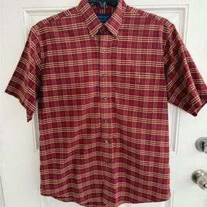 Towncraft Men's Red and White Plaid Button Down Shirt